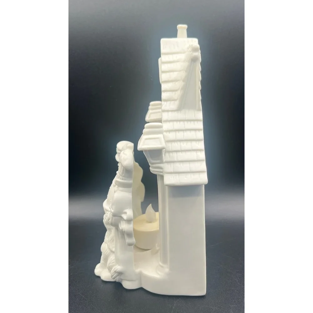Partylite White Bisque Porcelain Victorian Carolers Christmas Candle Holder Vtg